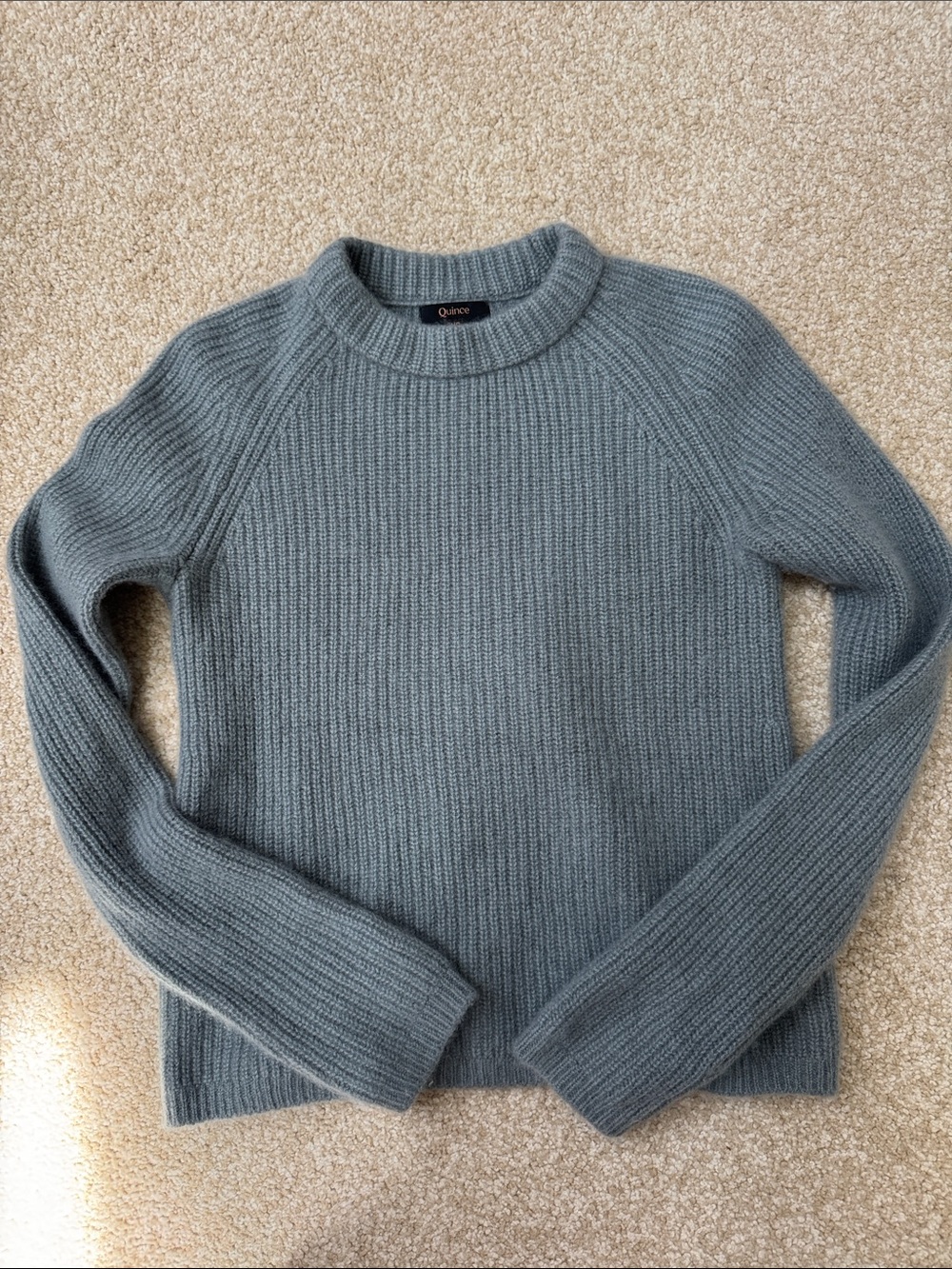 Quince Women's Ribbed Crewneck Cashmere Sweater - Dusty Blue